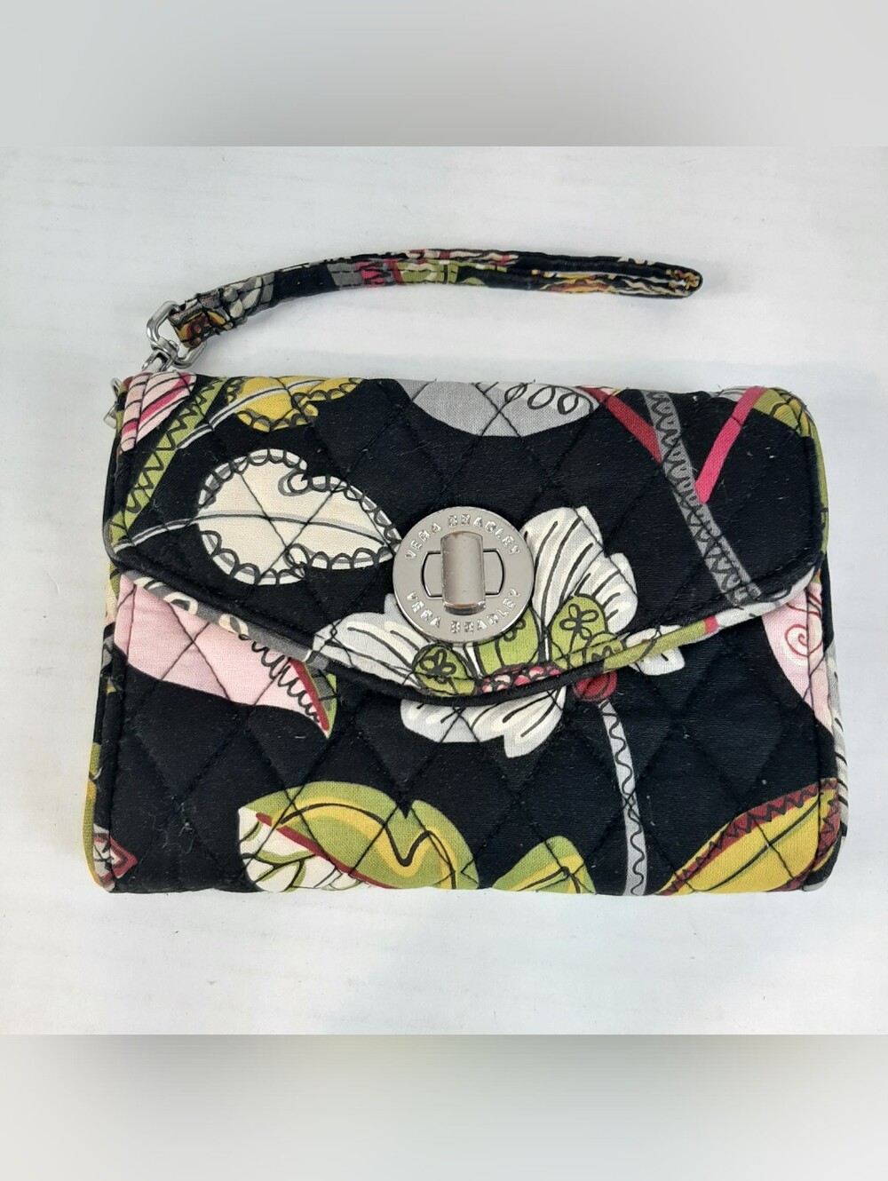 🛍Vera Bradley Moon Blooms Multicolor Floral On Black Background Wallet Wristlet